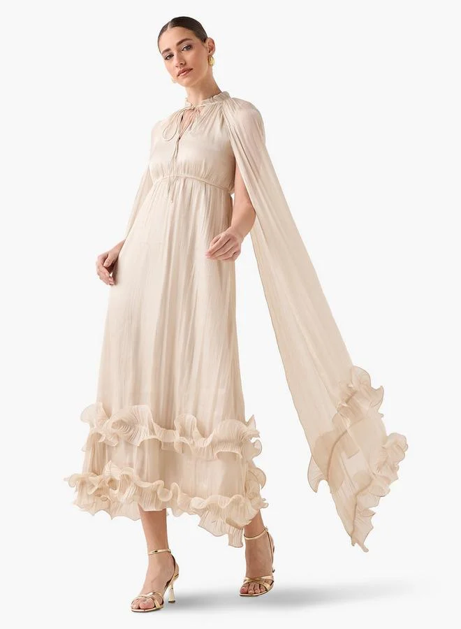 ايكونيك Iconic Tiered Maxi Cape Dress with Ruffle Hem